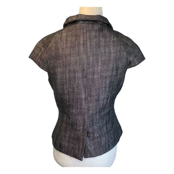 Banana Republic Tweed Cap Sleeve Blazer Black White Knit Front Button Tailored 2 - Picture 5 of 9